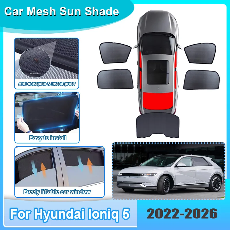 

Солнцезащитная шторка для окон автомобиля Hyundai Ioniq 5 2022-2026: сетчатая, анти-УФ, на лобовое стекло, аксессуар для авто