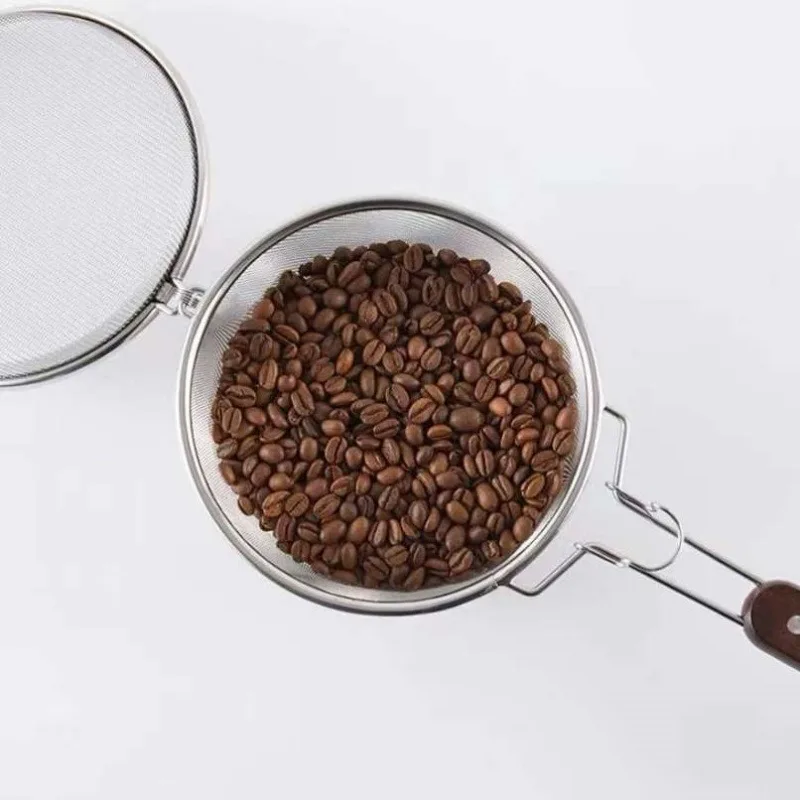 Stainless Steel Coffee Roaster Wire Mesh with Wood Handle Coffee Bean Roaster Net Home Use Roasting Mesh Coffee Tools