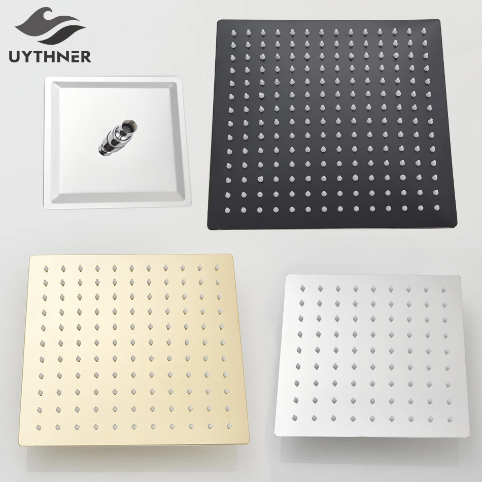 

Uythner Rainfall Shower Head 8/10/12 Inch Luxury Ultrathin Square Only Shower Head Stainless Steel Bathroom Faucet Accessory