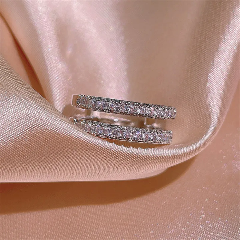 D Color VVS1 Vintage dwurzędowe pierścionki zaręczynowe Moissanite dla kobiet prawdziwe 100% 925 srebrne pierścionki pasek na biżuterię prezent — zdjęcie 5