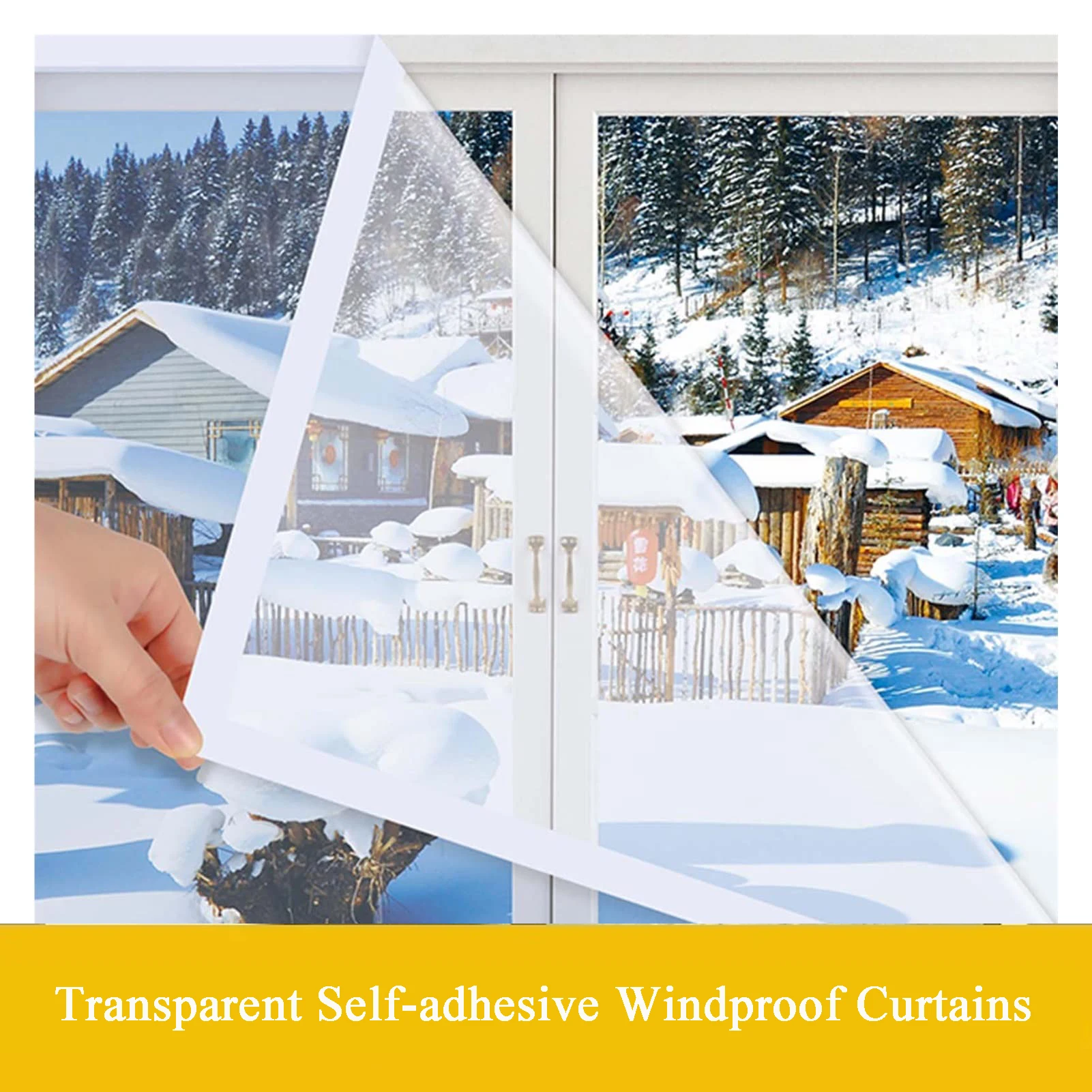 Fenster-Isolierfolie, transparent, winddicht, wasserdicht, PEVA, selbstklebend, für warme Fenster, energiesparende Folie, Fenstervorhang