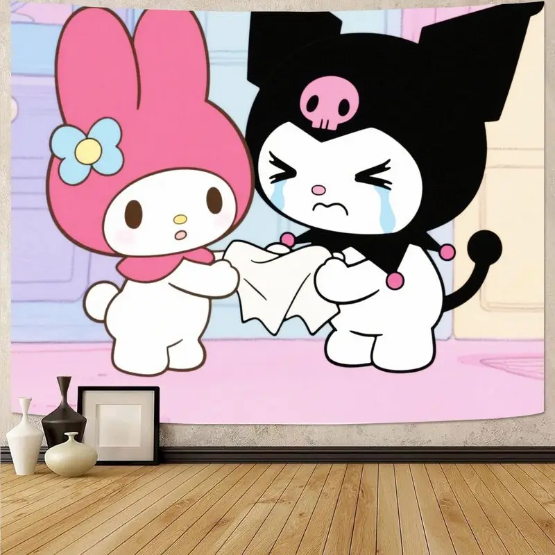 

1 шт. Sanrio My Melody Comforting Kuromi гобелен Kawaii пастельный подарок для девочек полиэстер настенное искусство спальня гостиная декор в общежитии