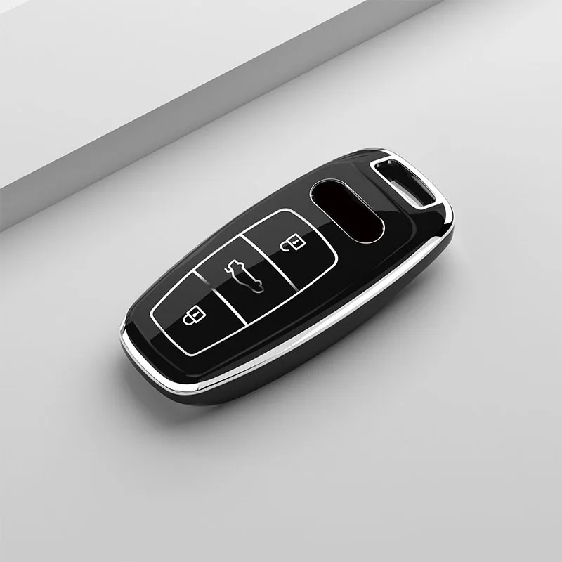 TPU obudowa kluczyka do samochodu z pilotem obudowa brelok dla Audi A6 A7 A8 E-tron Q5 Q7 Q8 C8 D5 uchwyt ochronny Auto centralny zamek z akcesoria