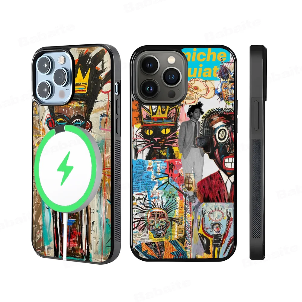 Artist J-Jean-Michel-Basquiat Phone Magnetic Case For IPhone 16 14 13 12 11 15 Pro Max Plus For Magsafe Wireless Charge Cover