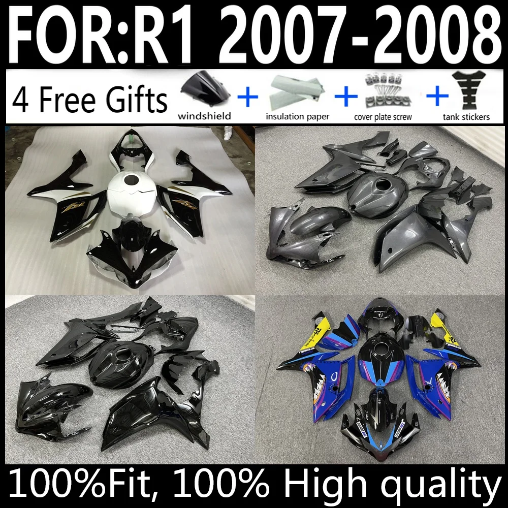 

Yamaha YZF-R1 07 08 R1 2007-2008 Motorcycle Fairings Kit ABS Plastic Body Work Cowlings Set Full Body Replacement