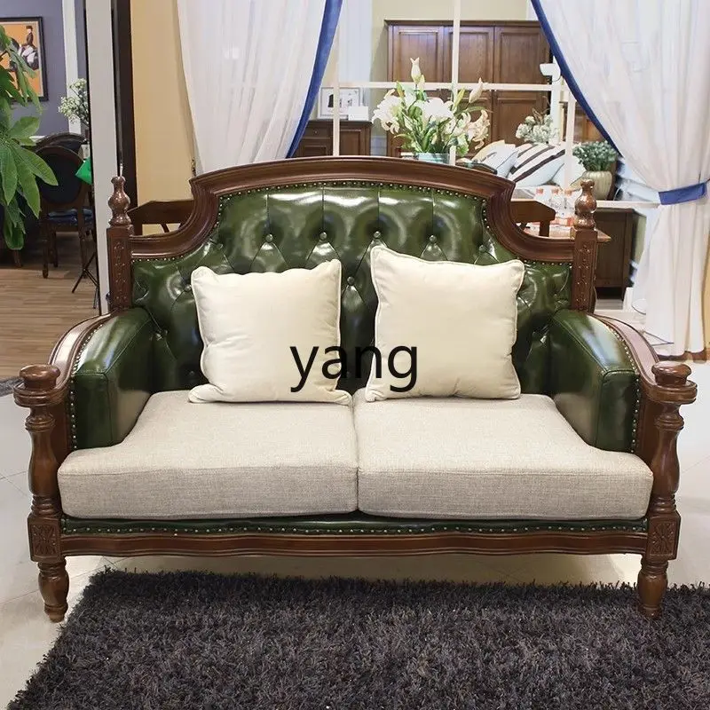 

Ltt All Solid Wood Sofa Combination Furniture Living Room Bedroom Leather Art Sofa Three