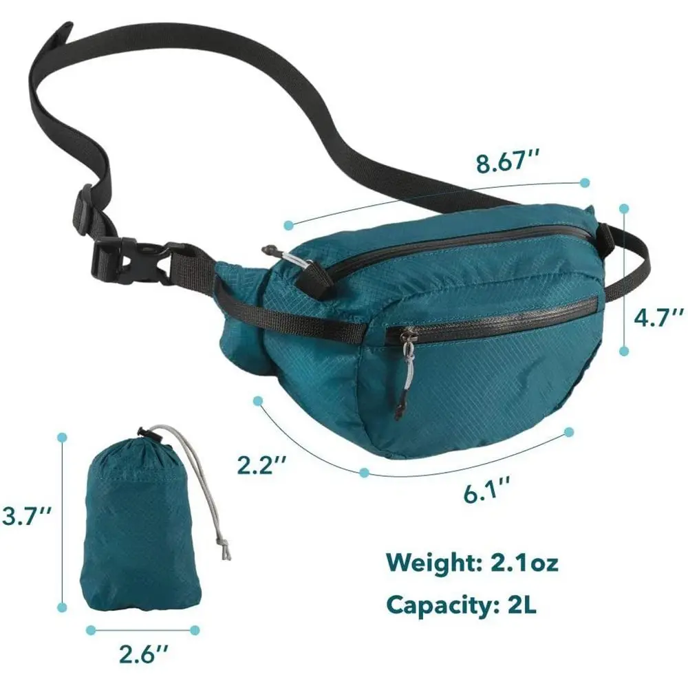 Packable Sports Waist Pack Fashionable Folding Outdoor Crossbody Bag Travel Lightweight Hiking Pouch