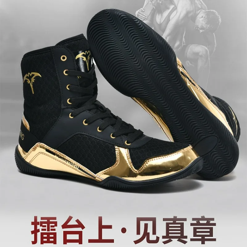 

2024 New Wrestling Shoes for Men Black Boxing Shoe Mens Luxury Brand Gym Training Shoes Competition Sport Fighting Shoe Boys