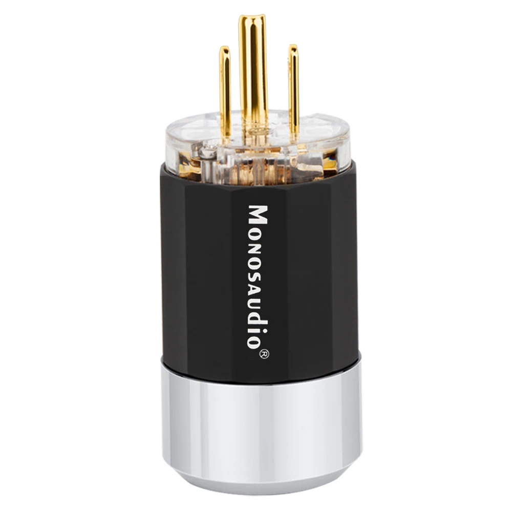Monosaudio US-Stromanschlussstecker, 4N-Gehäuse aus reinem Kupfer und Aluminiumlegierung, männlich, weiblich, Stromkabelanschlüsse, vergoldete Stecker – Detail 5