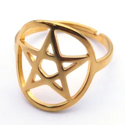 2024 New hollow-out popular popular stainless steel pentacle ring fashion neutral wind light luxury titanium steel accessories
