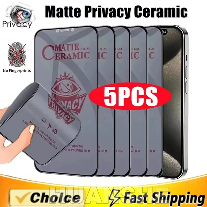 

Matte Ceramic Privacy Anti-spy Tempered Screen Protector for iPhone 17 Pro Max 17 Air 16 15 14 13 12 11 SE 2022 XR