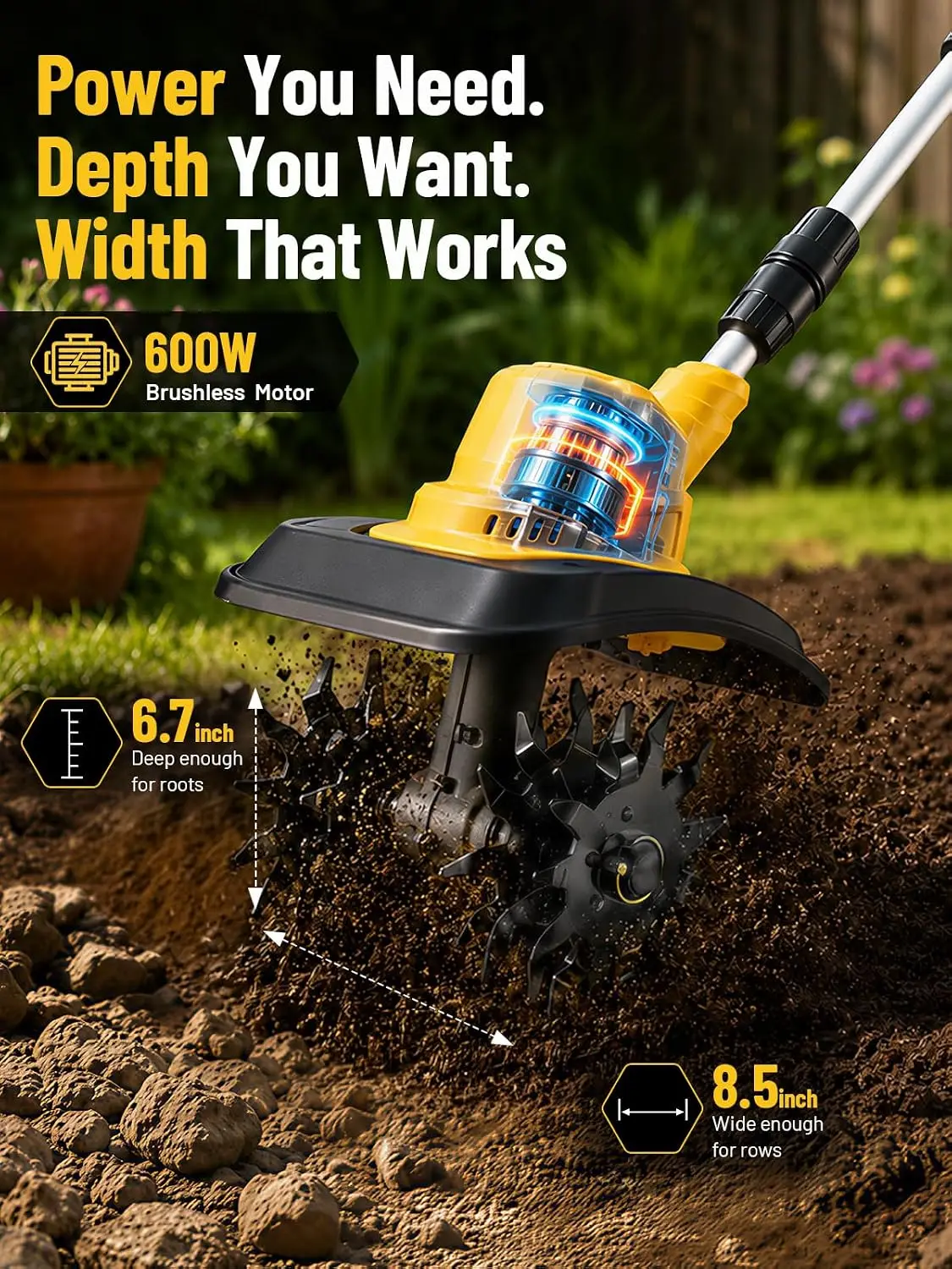 Cordless Garden Tiller and Cultivator – Ideal for Raised Beds, Greenhouses, and General Gardening