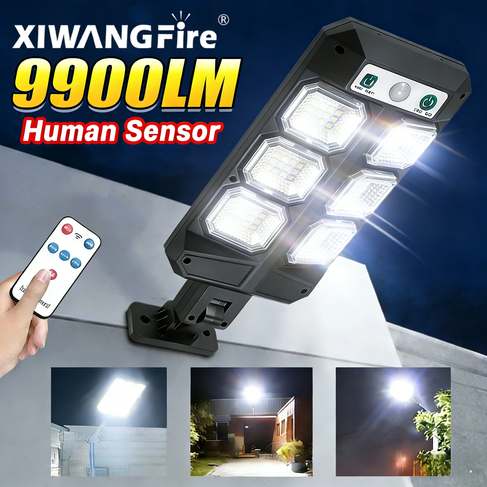 Solar Motion Sensor Porch Light Outdoor Waterproof Wall Lamp 3 Modes LED Light with Dusk to Dawn Wide Angle for Garden Path