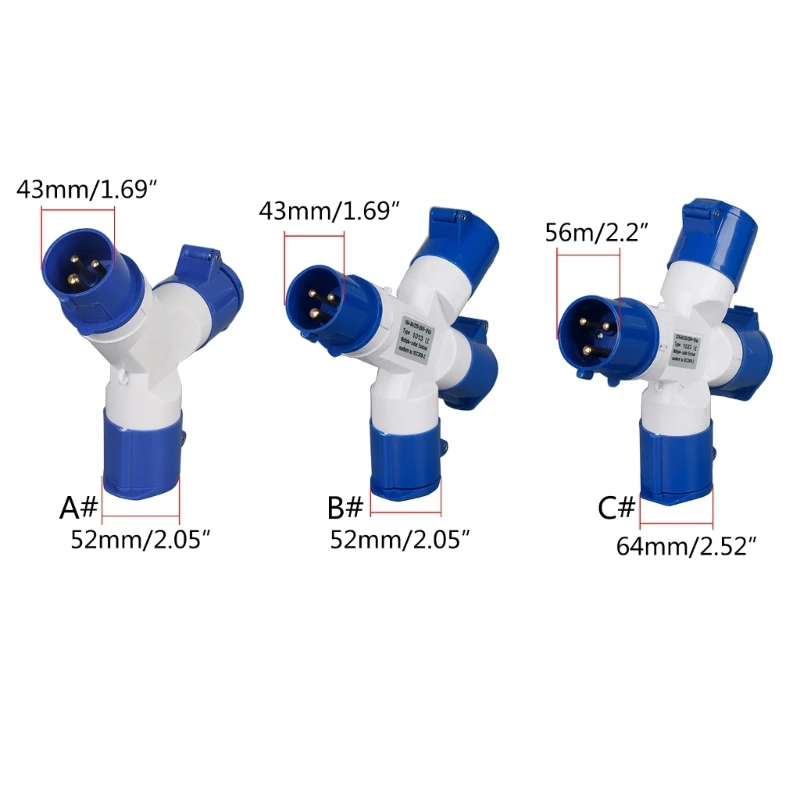 Adaptador conexão elétrica 2/3 vias caravanas barraca barcos 220 16 A