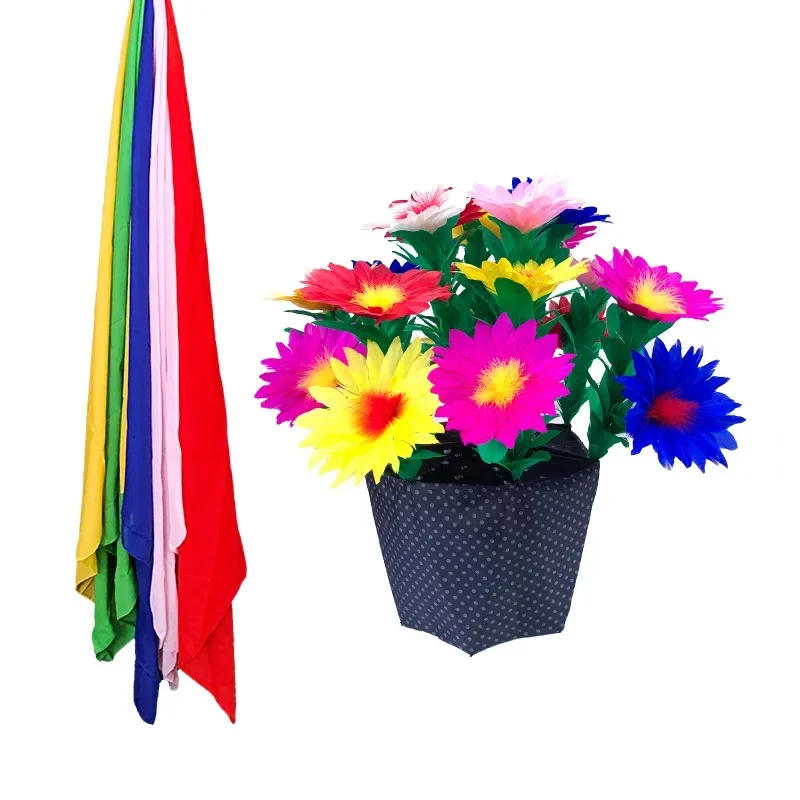 silk to Flower Pots flash to Feather flower pot Folding flowers pot Colorful feather flower Stage Magic Tricks Gimmick