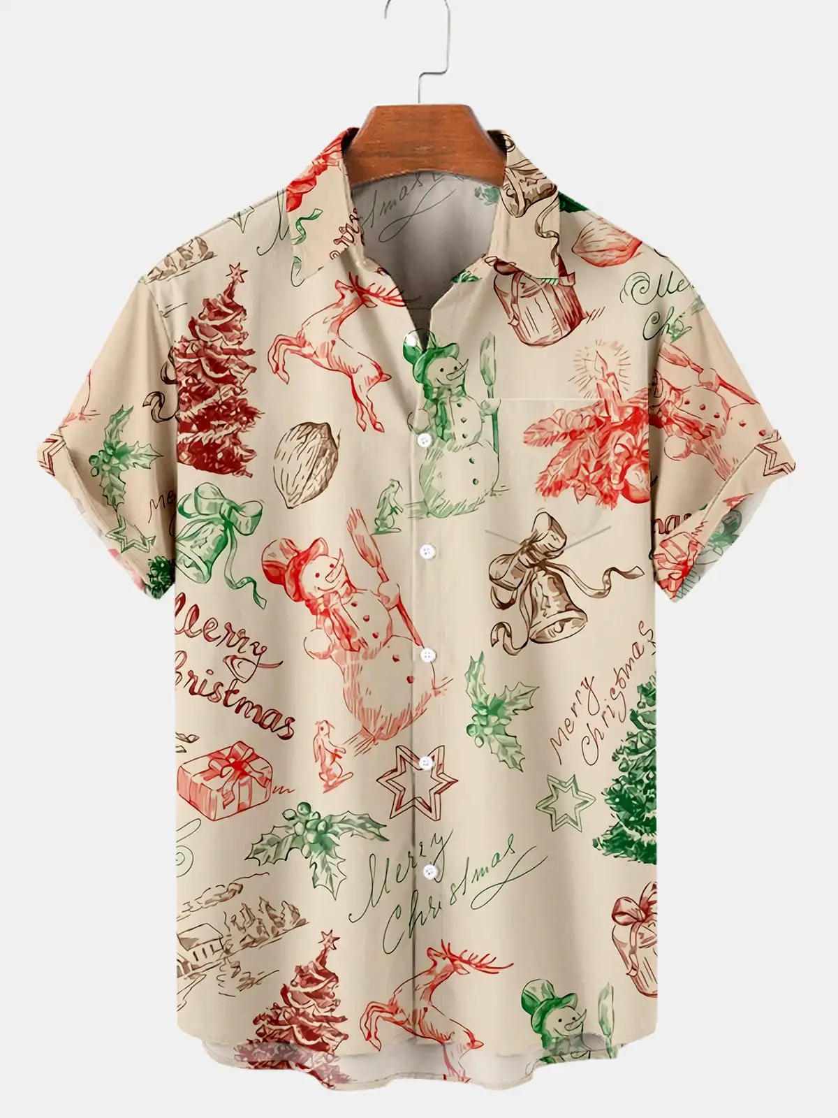 Camisa hawaiana con estampado navideño para hombre y mujer, camisa informal a rayas verdes, suelta y transpirable, ideal para vacaciones, novedad de 2023