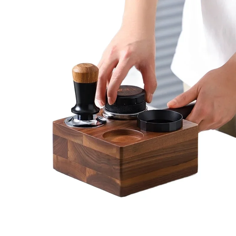 

Coffee powder pressing base four-hole walnut handle storage Italian powder dispenser