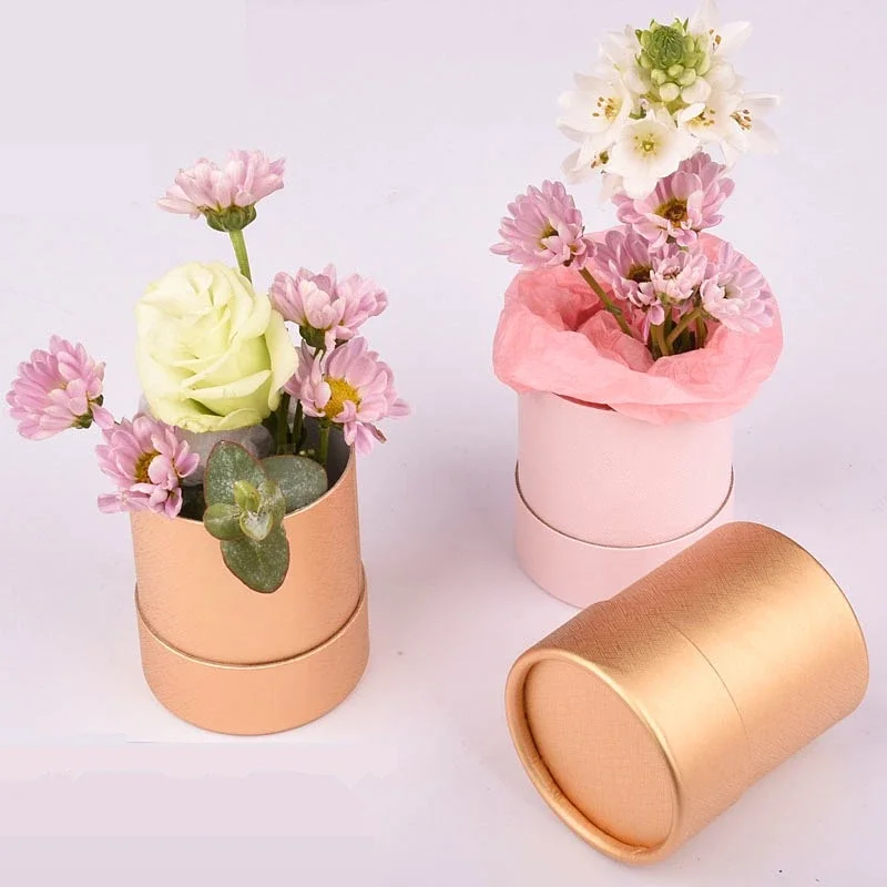 

Mini Single Flower Bucket Flower Box Single Rose Round Flower Box Florist Bouquet Boxes Barrel for Valentine's Day Wedding Party