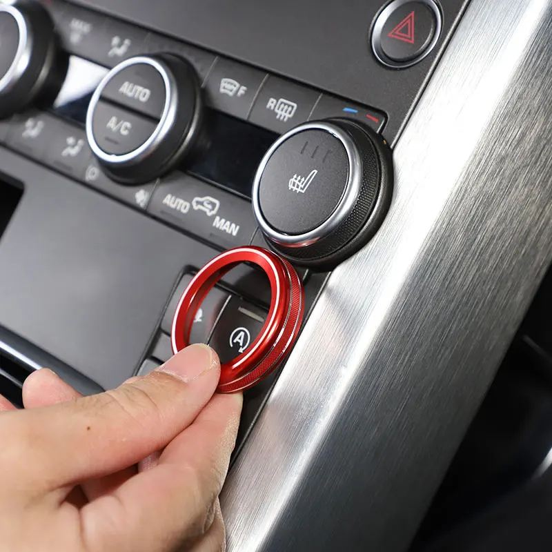 

For Land Rover Range Rover Evoque 2012-2018 Aluminum alloy Silver/Red Car Air conditioner volume knob cover Trim Car Accessories