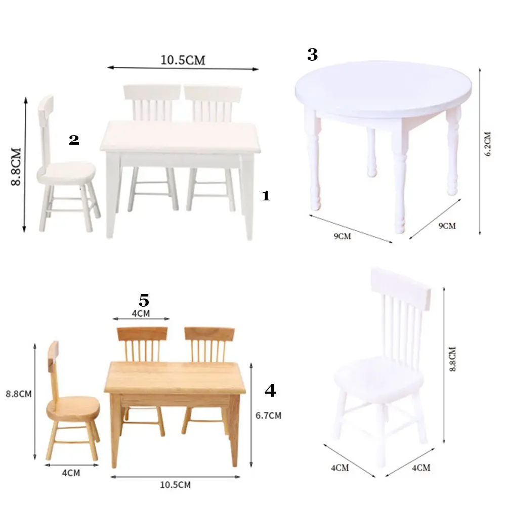 High Quality 1/12 Dollhouse Accessories Wooden Table Simulation chair Table Furniture Toys Doll House Decoration