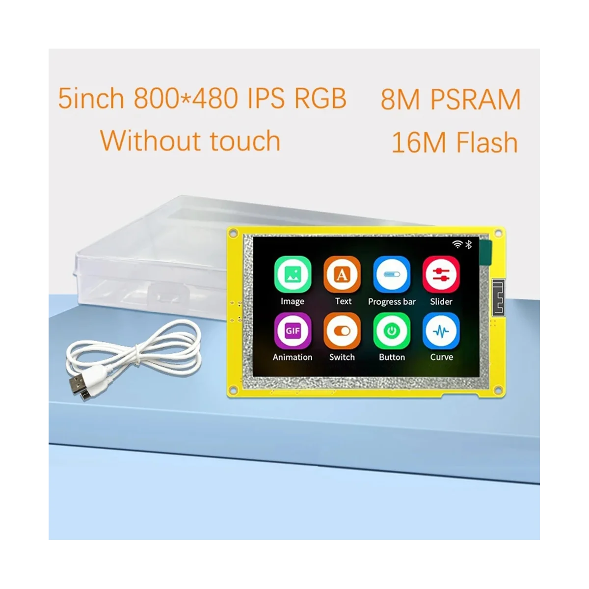 ESP32-S3 5-Inch IPS 800X480 RGB LCD TFT Display Module HMI 8M PSRAM 16M Flash WIFI BT Smart Display MCU (Without Touch)