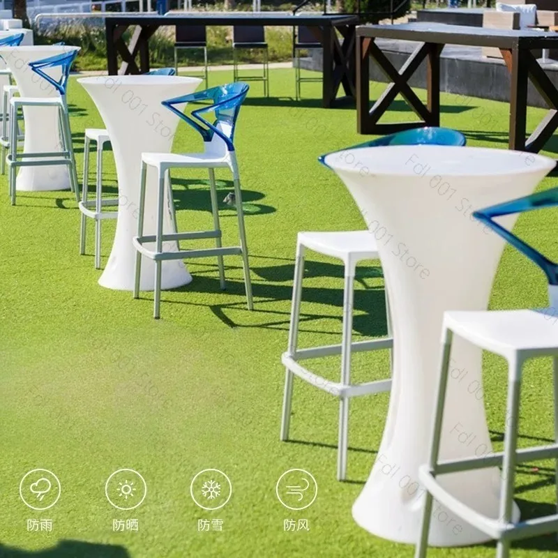 Outdoor Luminous Tables and Chairs Terrace Round Coffee Table High Table Small Waist Internet Celebrity Activities Exhibition