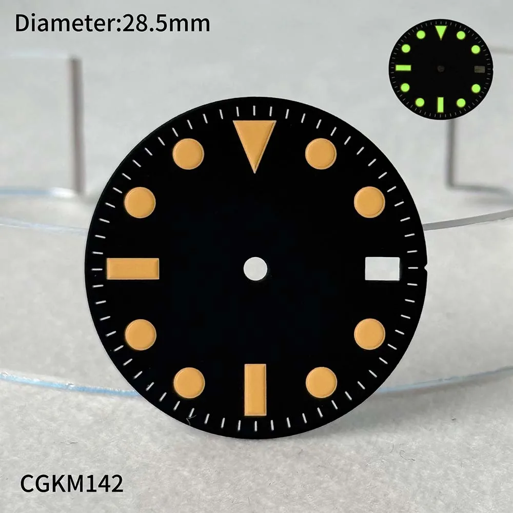 28.5mm black orange literal single calendar dial without logo suitable for NHdial35dial custom men's watch accessories