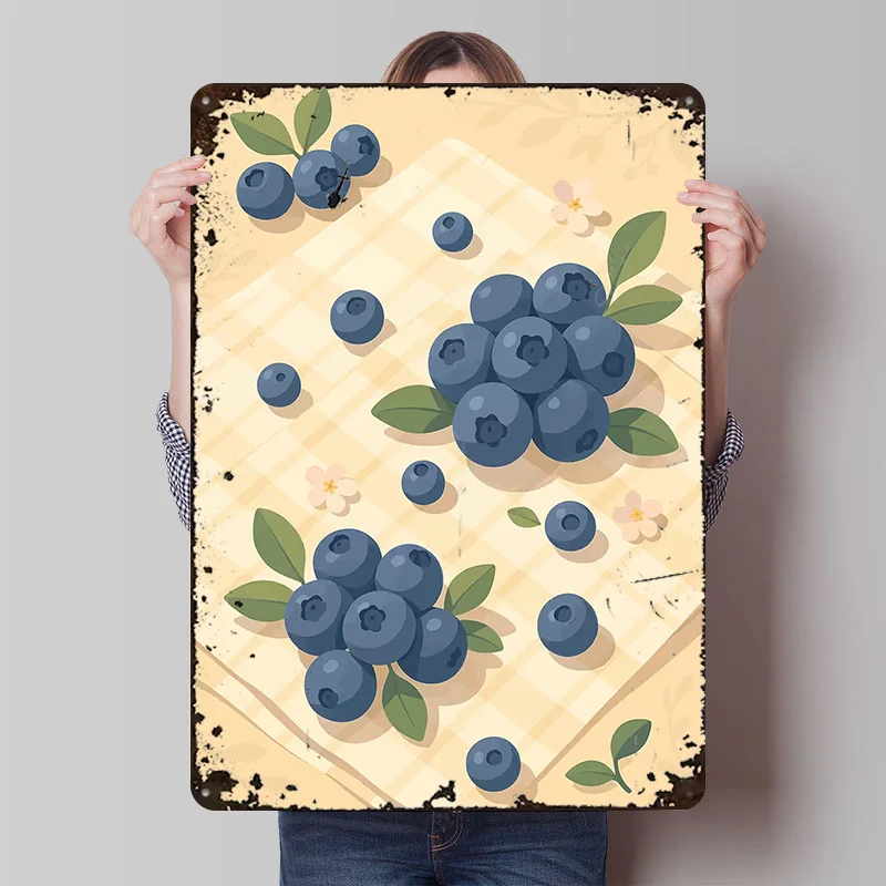 Blueberry – A Stylized Tablescape Tinplate Poster Custom Wall Art Vintage Metal Signs Retro Tin Plaque for Home Decor Room Items