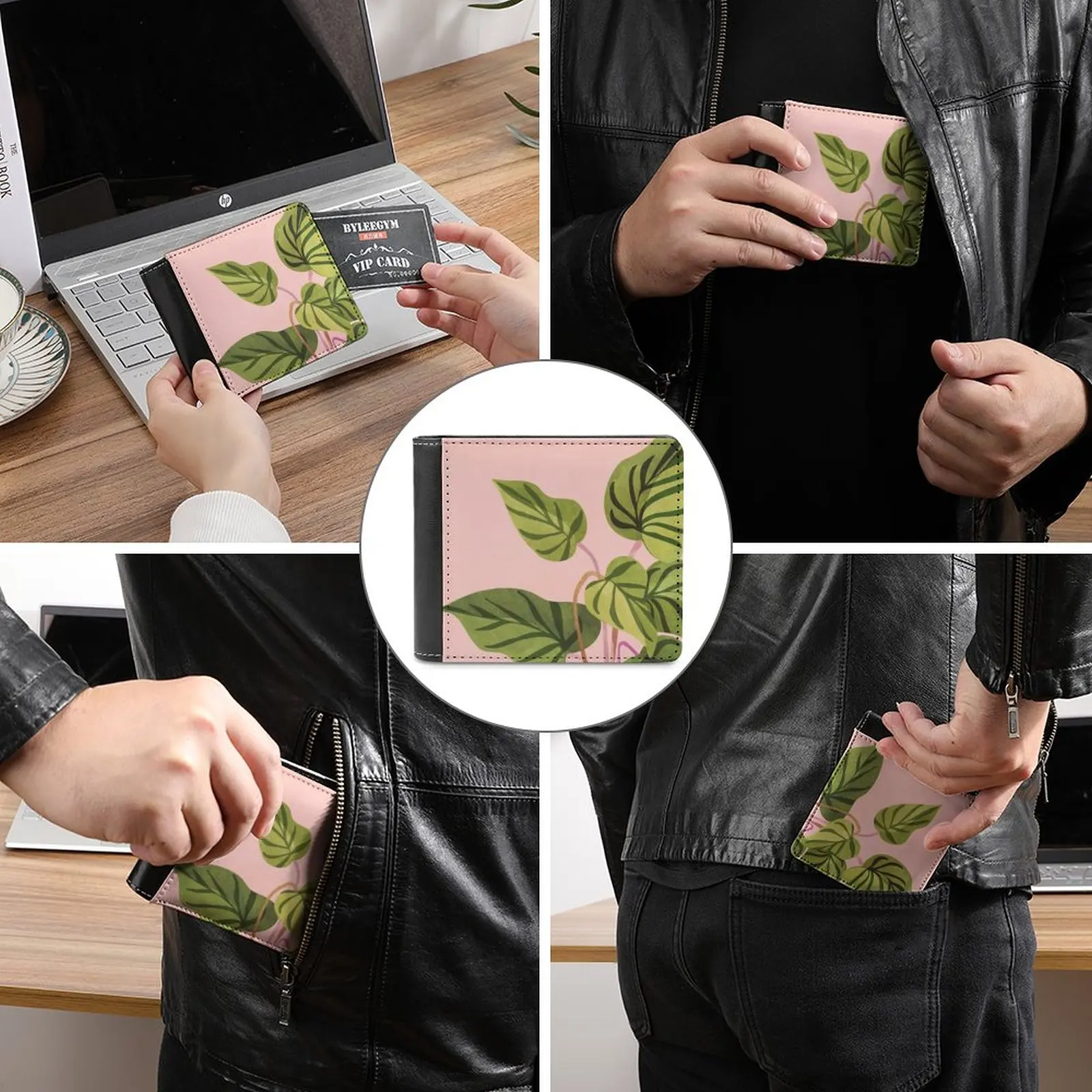 Azure Men Wallet Pu Leather Short Male Purses Credit Card Wallet For Men Money Bag Flowers Floral Floral Pattern Graphic Floral