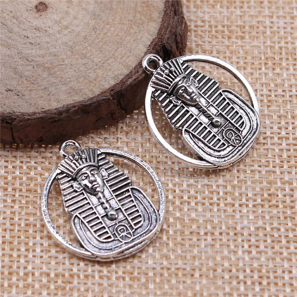 WYSIWYG 4pcs 26x23mm 2 Colors Ancient Egyptian Double Sided Egyptian Pharaoh Charms Pendant For DIY Jewelry Making