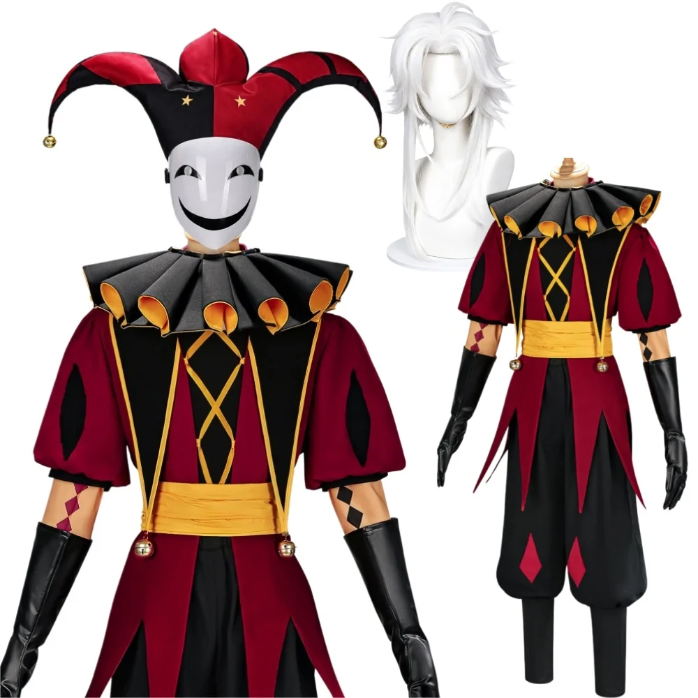 Game The Freak Circus Pierrot Cosplay Costume Pierrot Costume Wig Halloween Party Outfit