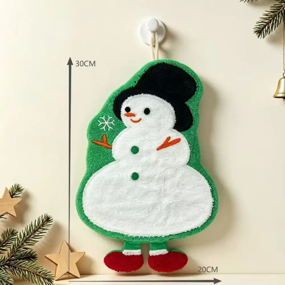 Water Absorption Christmas Hand Towels Coral Fleece Hanging Christmas Tree Handkerchiefs Quick-drying Cleaning