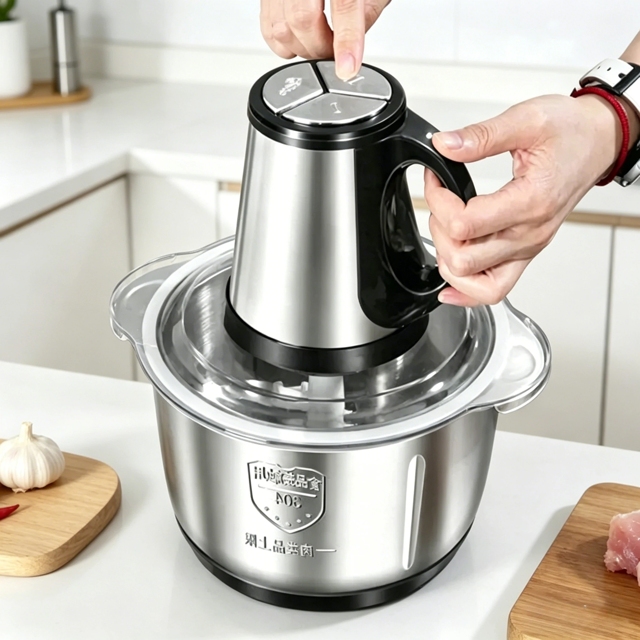 Home Kitchen Electric Meat Grinder 5L Large‑Capacity Stainless Steel EU Standard Multifunctional Food Vegetable Chopper Cutter
