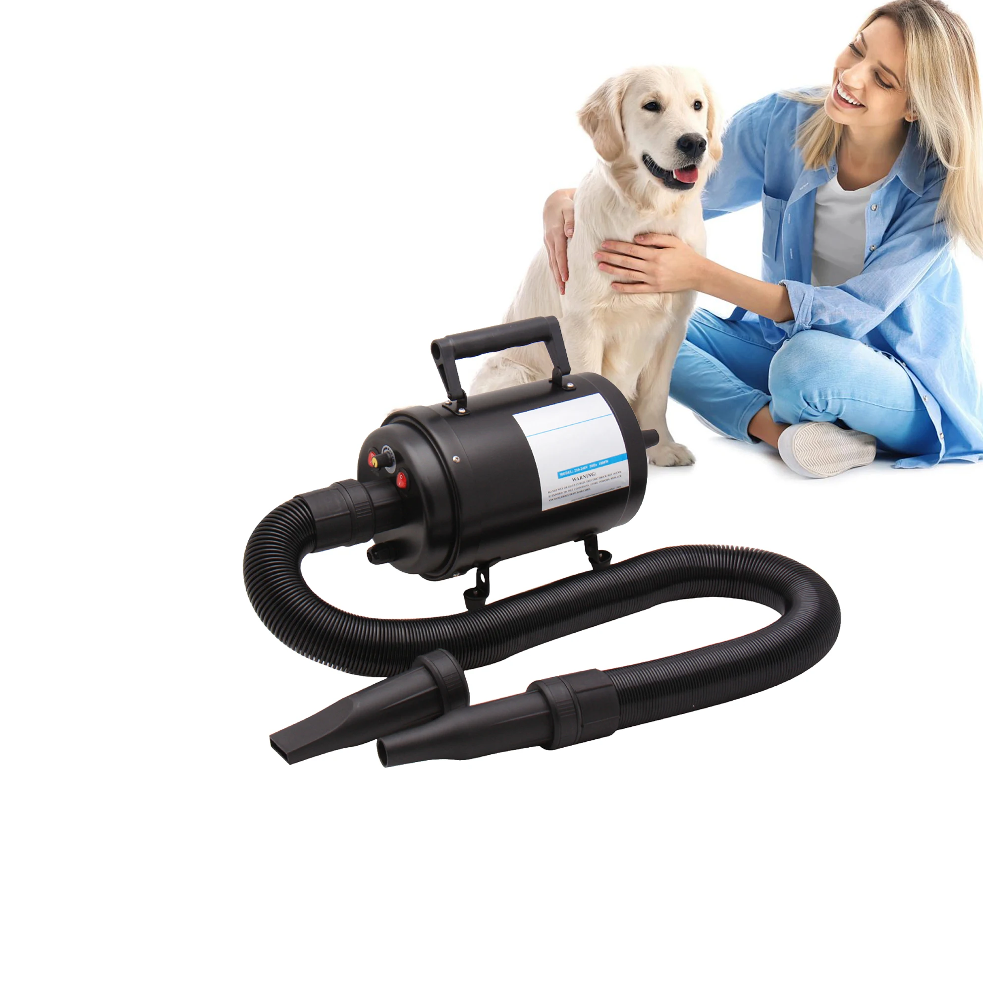 

Single Motor Stainless Steel Rubber Pet Dog Hair Grooming Dryer Variable Stepless Speed Blower Adjustable Heating Cyclone Dryer