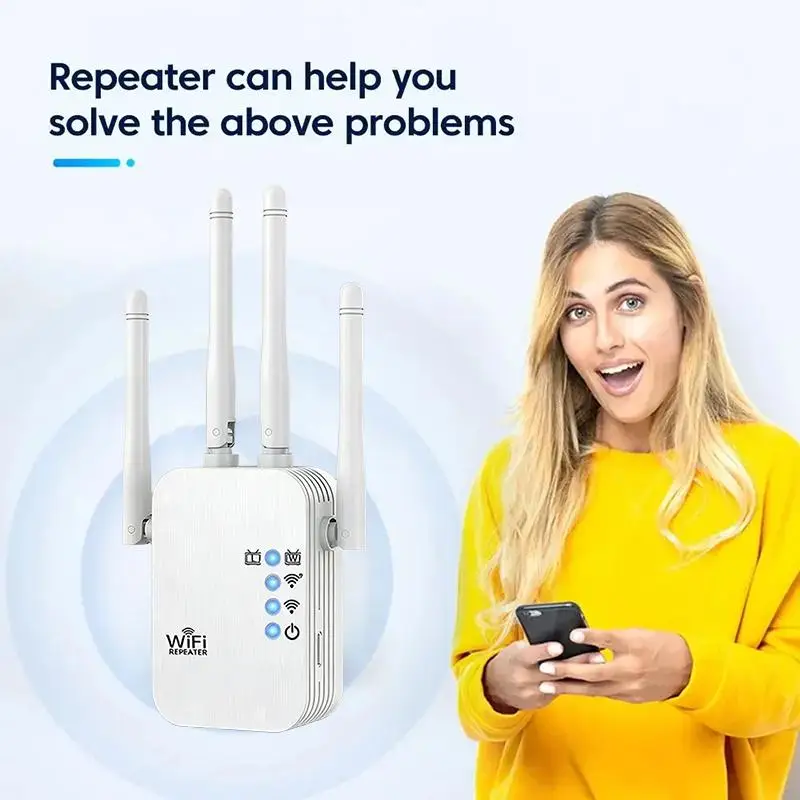 

Усилитель сигнала Wi-Fi двухдиапазонный с проводным портом, репитер для быстрого интернета для спальни, дома, офиса