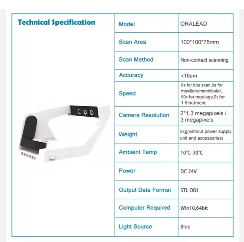 Fast Delivery Blue Light Exocad Digital Desktop denntal 3d Scanner CAD CAM For Lab Use White/Black