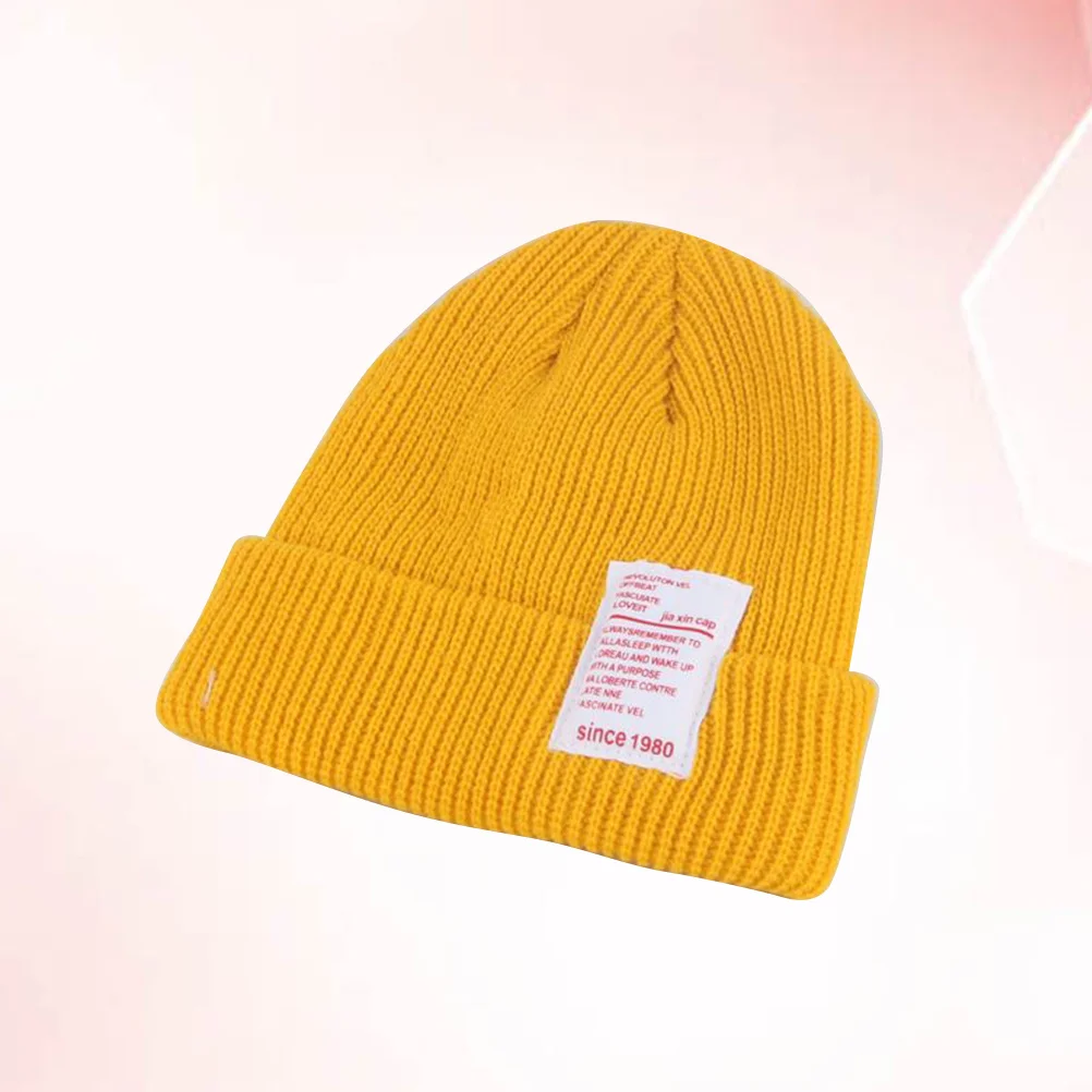 

Knitted Hat For Cotton Beanie Warm Infant Cap Turmeric Color Photography Accessory Newborn Gift