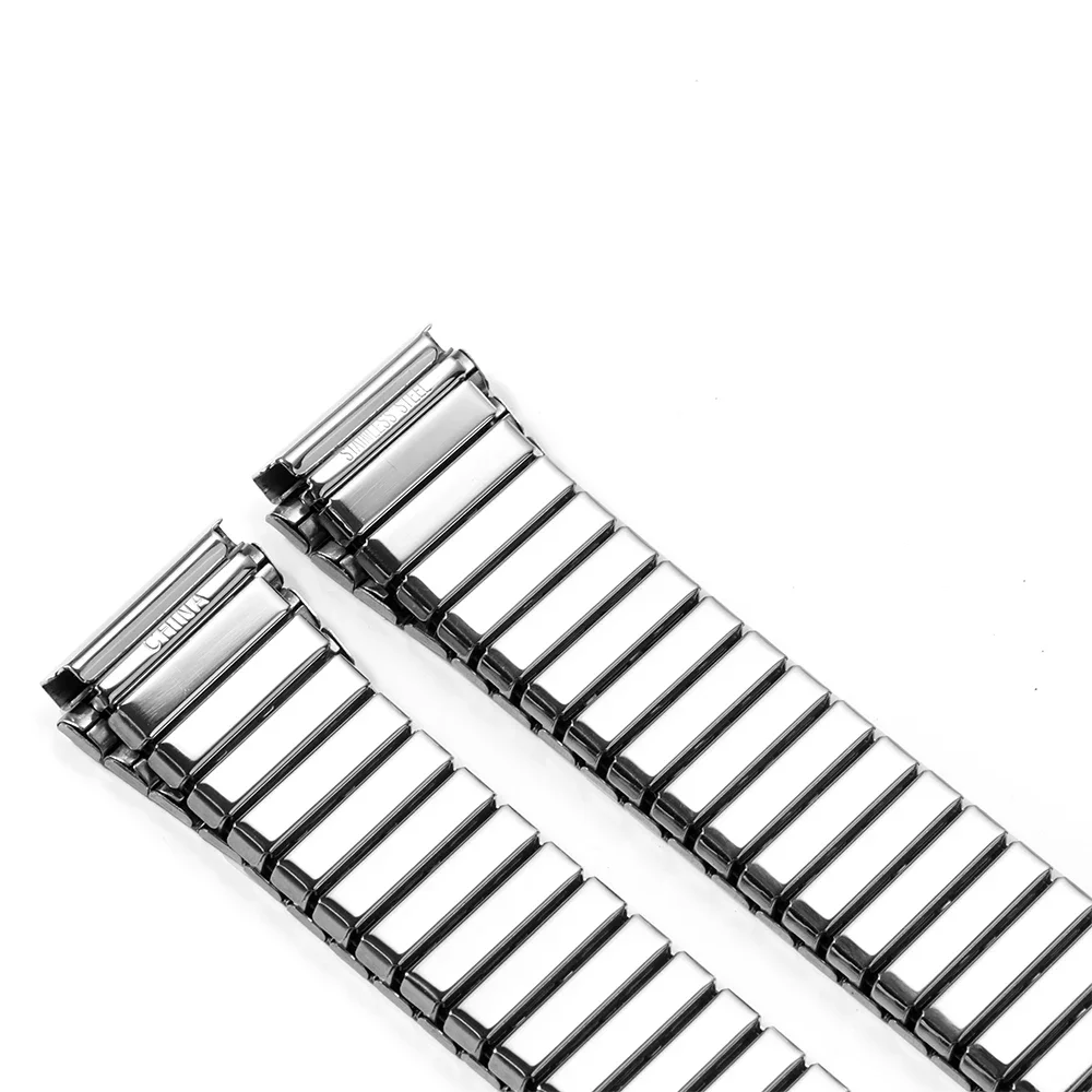 Universal Elastic Stainless Steel Watch Strap 18mm Polished Silver Metal Wristband High Quality Men Women Bracelet Accessories