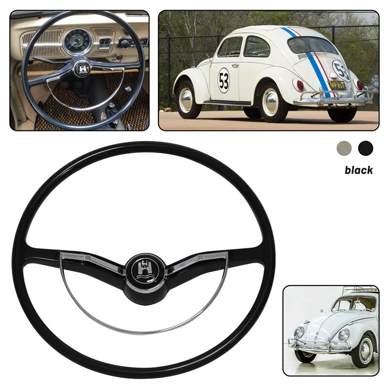 

Vintage For VW Beetle Steering Wheel 1962-1971 - Chrome Ring & Horn Button Retro Classic Design Replacement