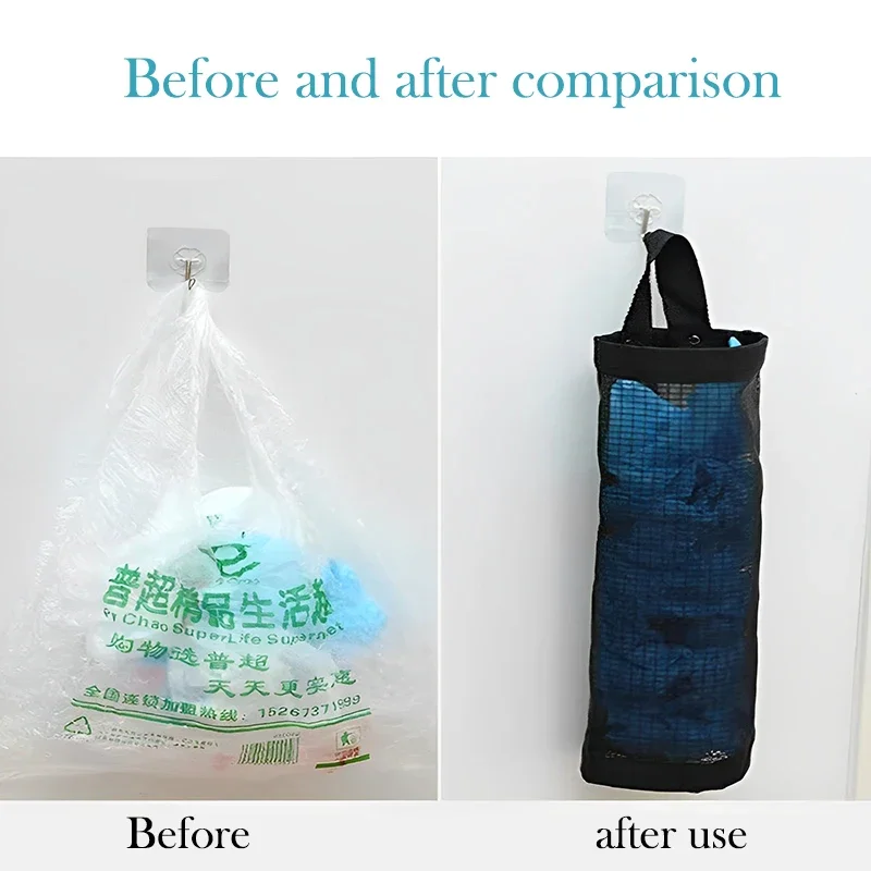 Home Grocery Bag Holder Wall Mount Plastic Bag Holder Dispenser Hanging Storage Trash Garbage Bag Kitchen Garbage Organizer