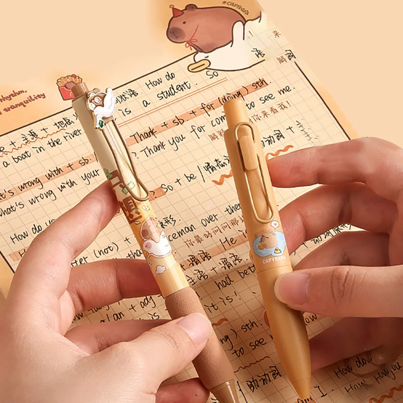 4Pcs Portable Kawaii Cute Creative Chubby Gel Pen Cartoon Pressing Neutral Pen Aesthetic Stationery School Supplies Gifts