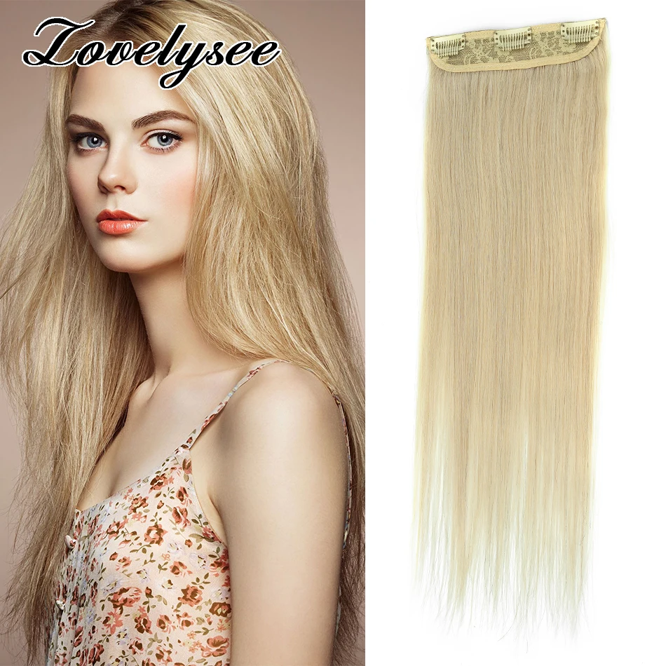 14-28 Inch 3 Clips Hair Extensions Natural Long Straight Blonde Hairpiece Brazilian 100% Remy Human Hair for Women Clip Ins