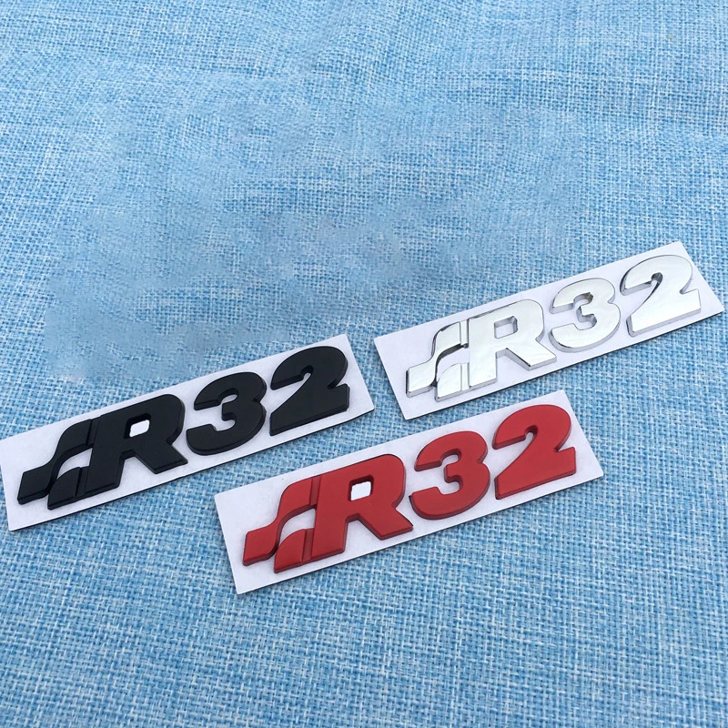 MK4 R32 Chrome Grill Badge R32 Logo Inscription Genuine OEM for GOLF Part Car Emblem Fender Side Rear Trunk Badge Logo Sticker