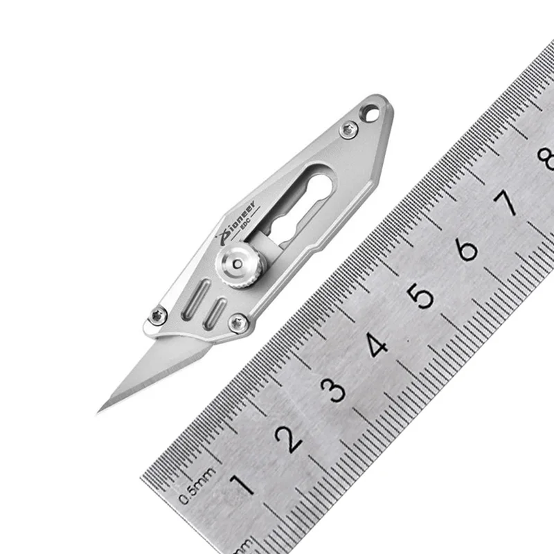 Titanium Alloy Utility Knife Push Pocket Knife Portable Mini Keychain Unboxing Cutter Survival Multitool EDC with Gift Box