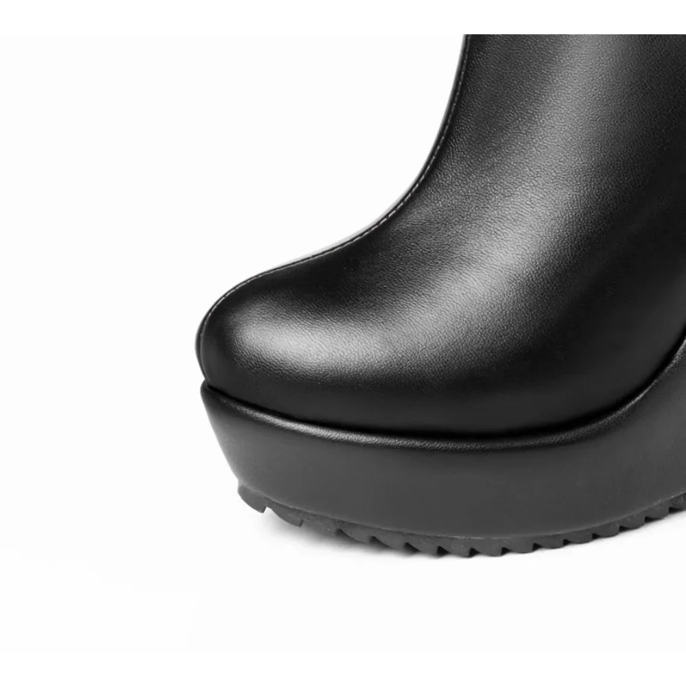 BLXQPYT New Spring Autumn winter Big Size 32-43 Ankle Boots Women short Boots Wedges super high hells 11cm ladies shoes C8-61