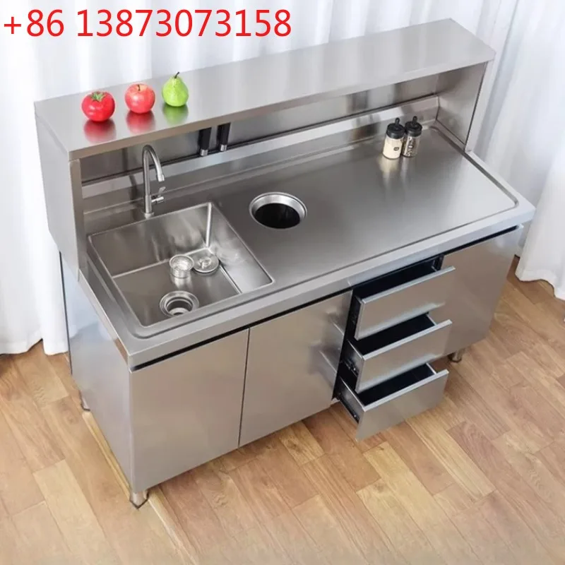 Mueble moderno y sencillo para fregadero de acero inoxidable, mueble nórdico creativo para comedor, lavabo para lavar verduras, mueble de trabajo FYKC