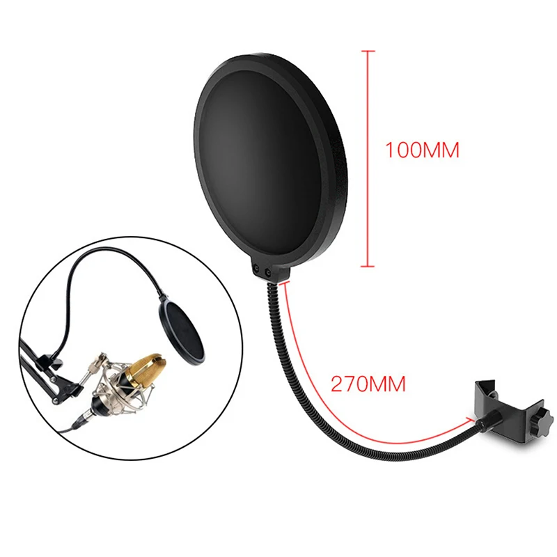 1pc Double Layer Studio Microphone Flexible Wind Screen Sound Filter For Broadcast Karaoke Youtube Podcast Recording Accessories