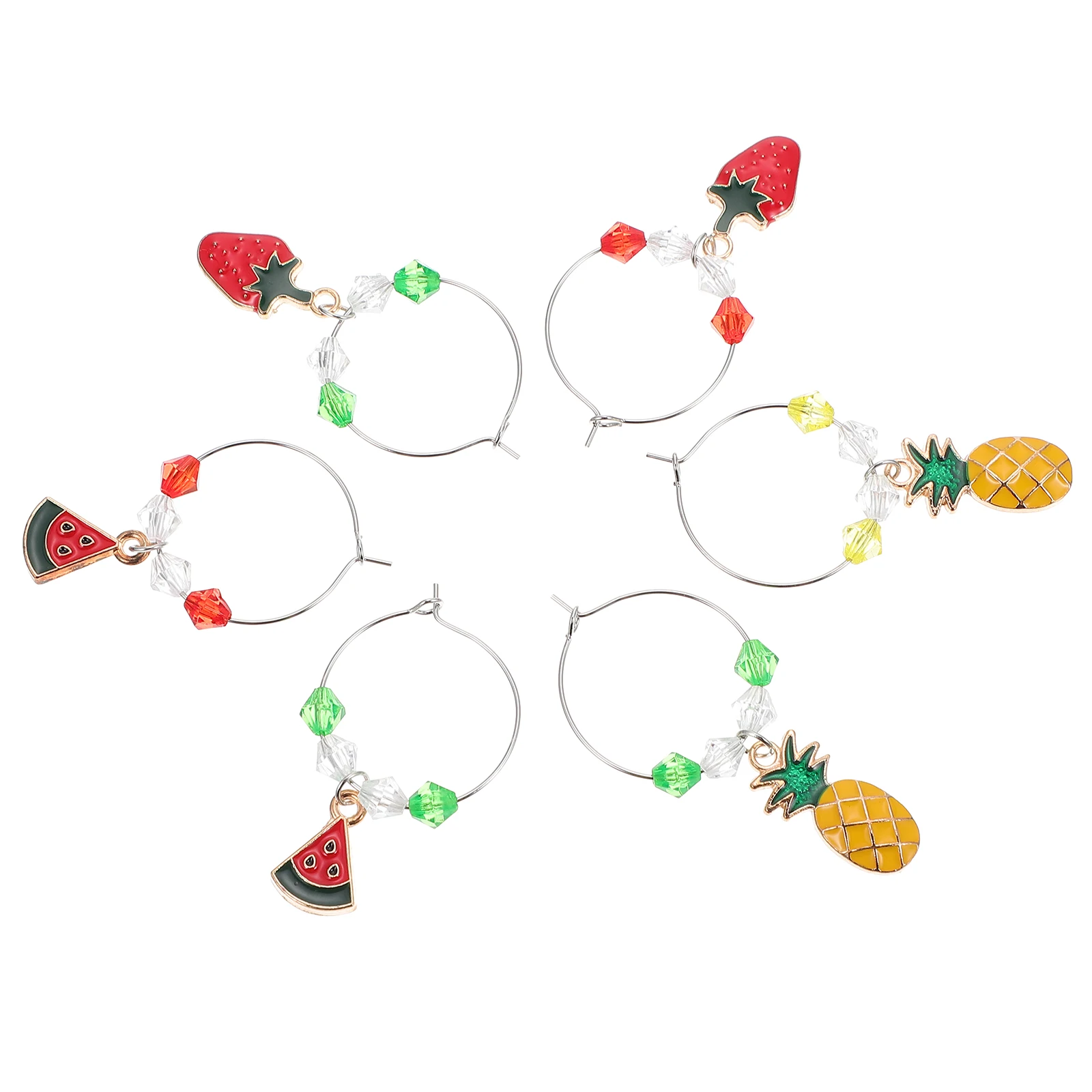 

6 Pcs Glass Charms Fruit Series Drink Markers Party Decorations Bar Tools Wedding Gifts Easy Clean Creative Design