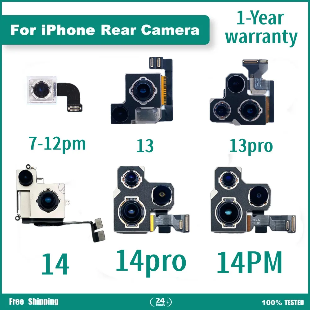 Rear Camera For iPhone 14 plus 14pro 13pro max 12 11 Pro Max Back Camera Rear Main Lens Flex Cable For iphone X XR XS MAX