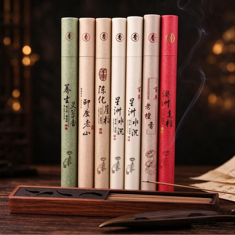 Natural Sandalwood Incense Sticks 40pcs/box Sleeping Aiding Tranquilize Mind Refreshing Scents for Home Office Incense burner